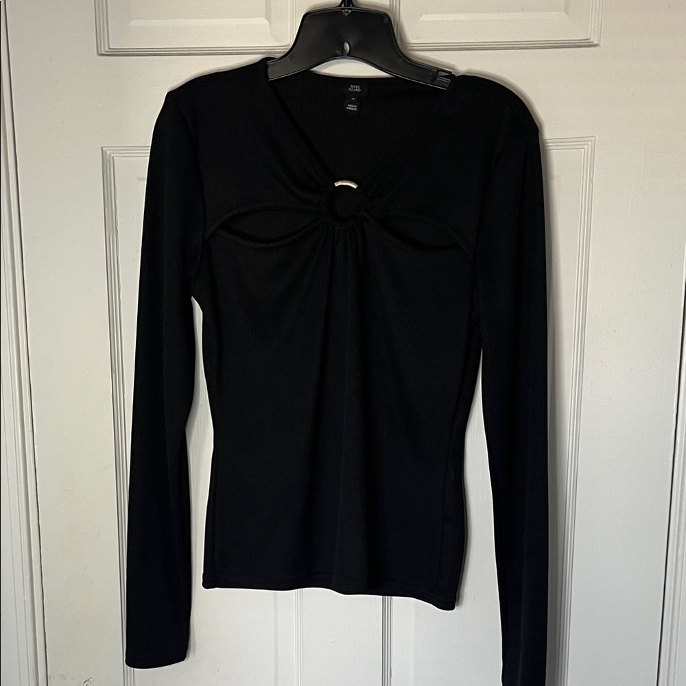 River Island Black Long Sleeve Top with Ring Detail